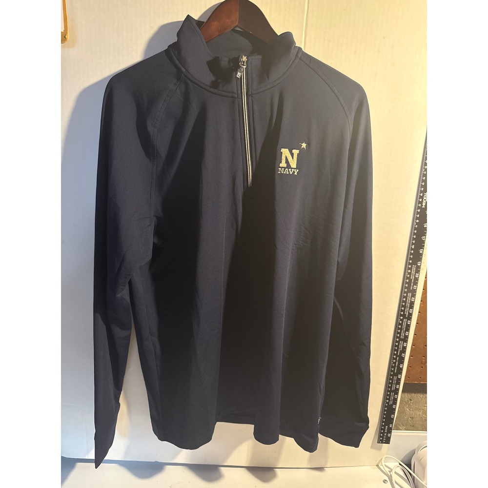 Cutter & Buck Mens Navy Midshipmen USNA Quarter Zip Pullover Blue Large NEW